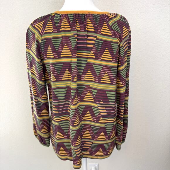 Missoni Womens Blouse Top Measures S Silky Geometric Print Flowy Gold - Picture 4 of 9
